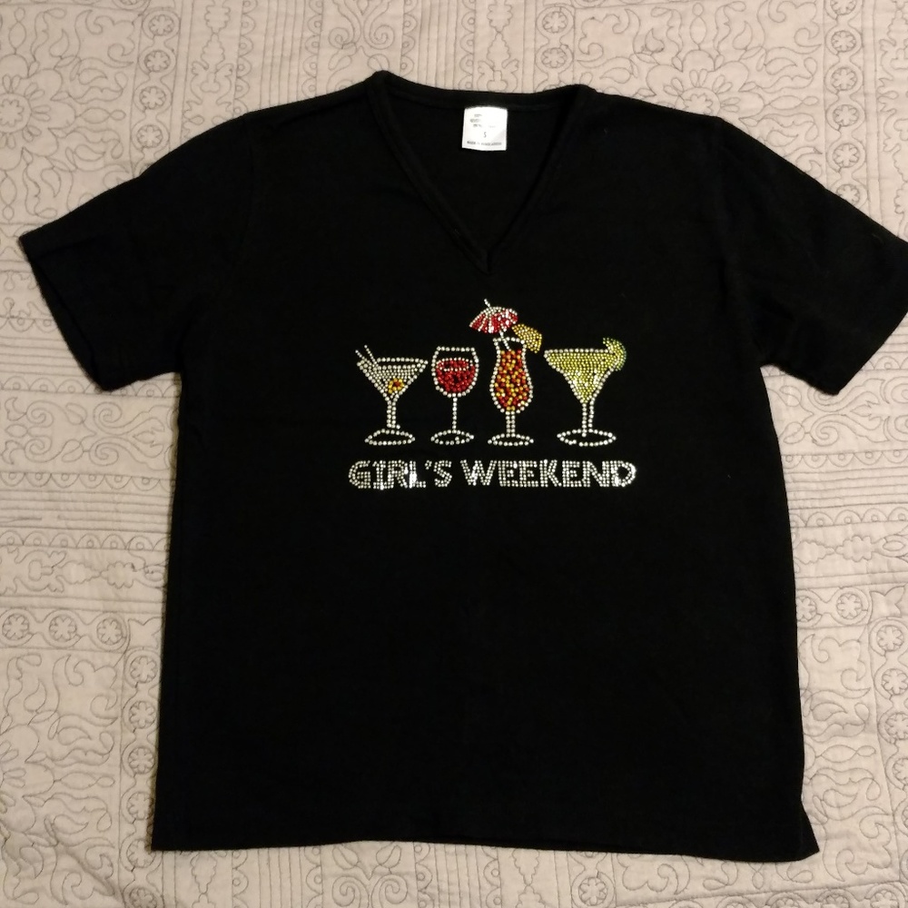 "Girl's Weekend" Rhinestone Embellished Tee - Picture 9 of 11